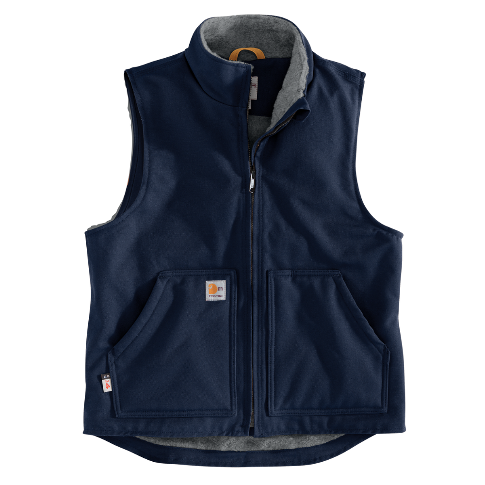 Carhartt Mens Flame Resistant Relaxed Fit Duck Sherpa-Lined Mock Neck Vest from Columbia Safety